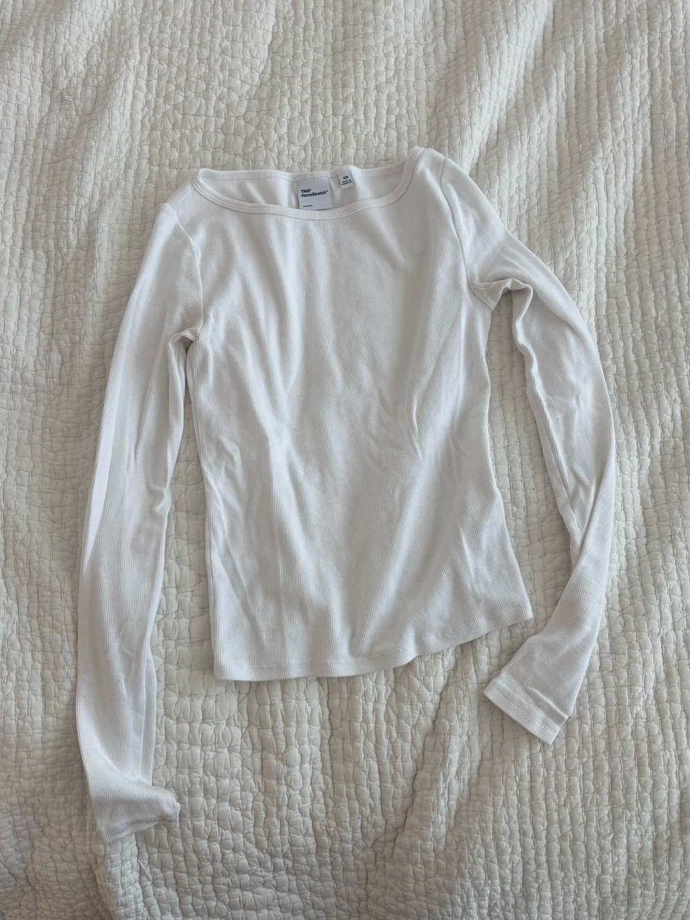 Aritzia TNA Rib white Long Tee